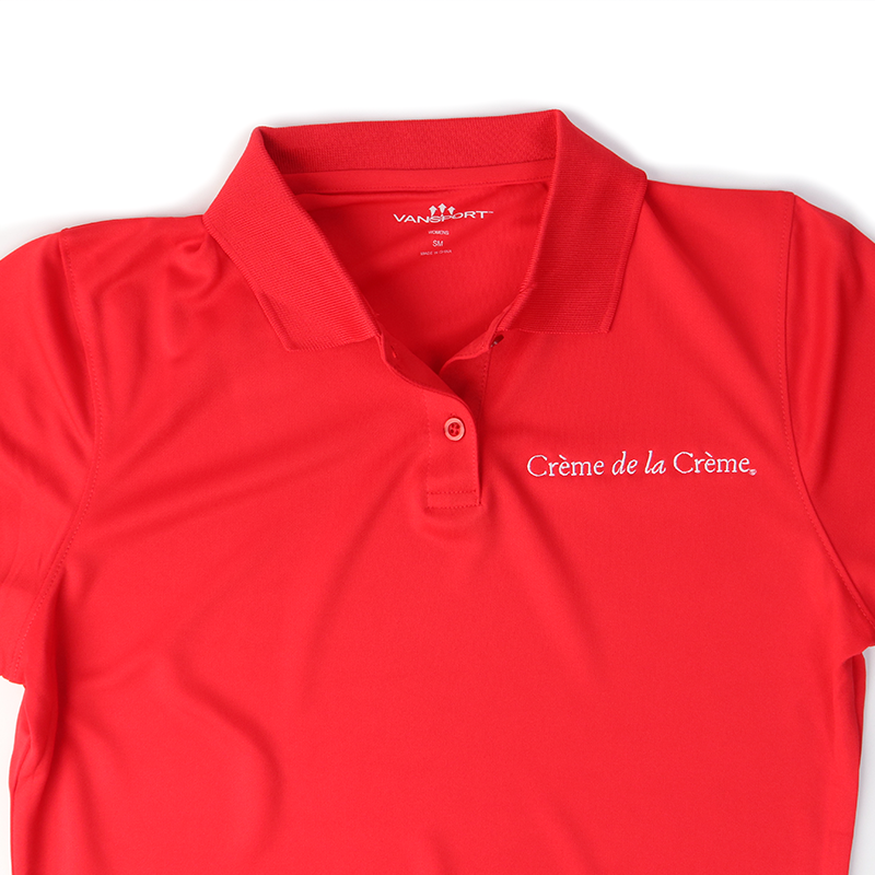Ladies Solid Mesh Tech Polo - RED
