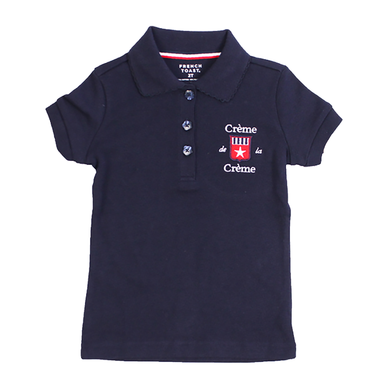 GIRL'S SHORT SLEEVE PICOT POLO - NAVY