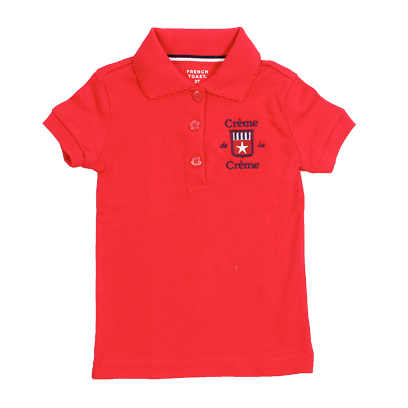 GIRL'S SHORT SLEEVE PICOT POLO - RED