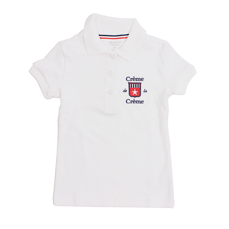 GIRL'S SHORT SLEEVE PICOT POLO - WHITE