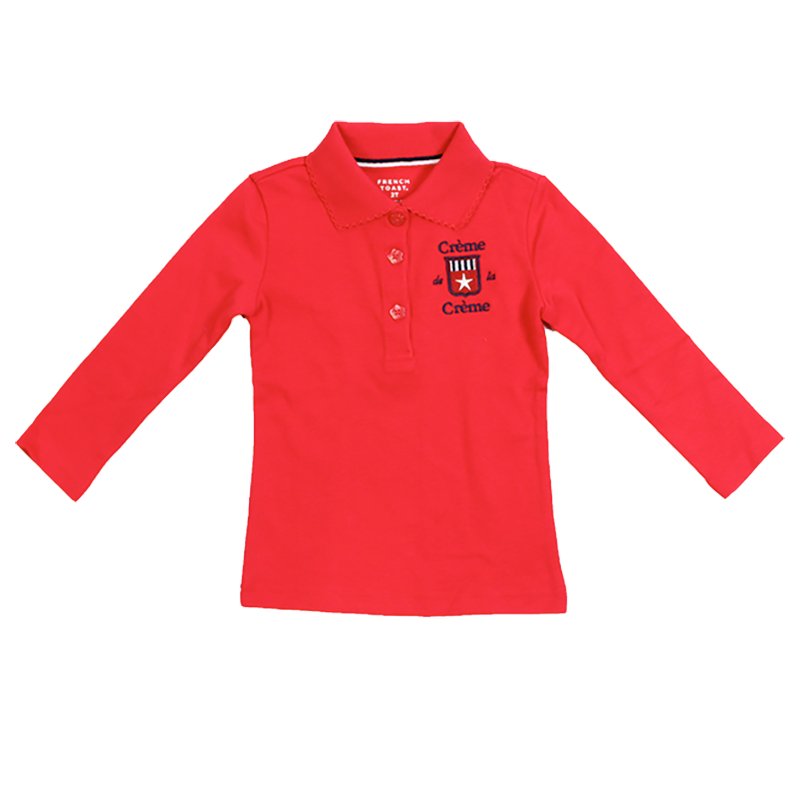 GIRL'S LONG SLEEVE PICOT POLO - RED