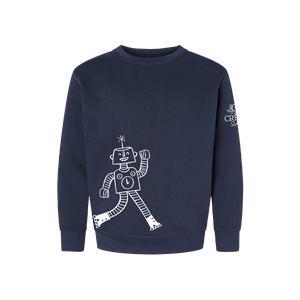 Creme Robot Youth Fleece Crewneck - Midnight Blue