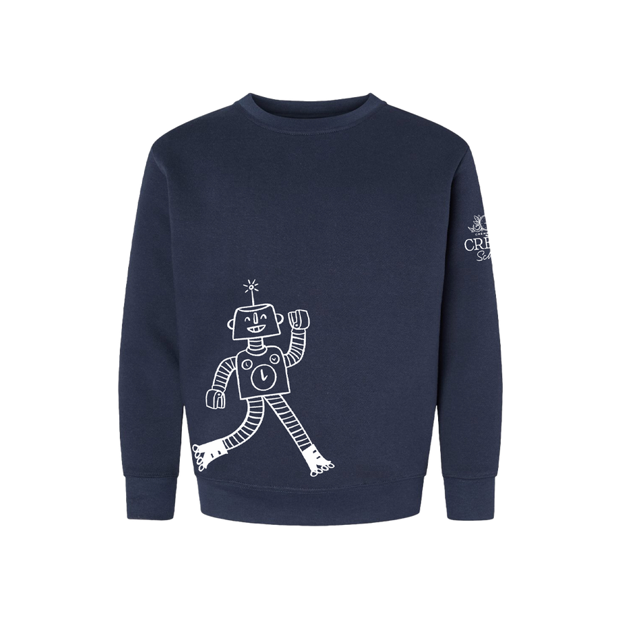 Creme Robot Youth Fleece Crewneck - Midnight Blue