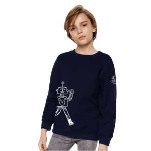 Creme Robot Youth Fleece Crewneck - Midnight Blue