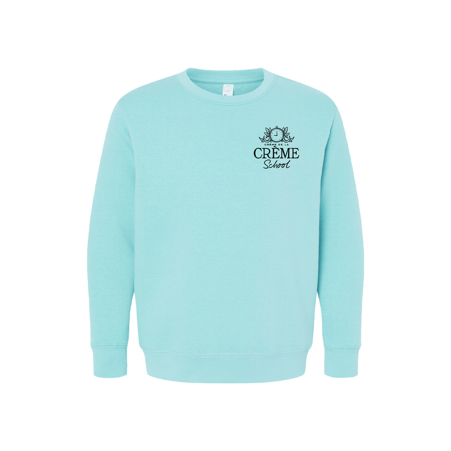 Creme Drawing Youth Fleece Crewneck - Morning Blue