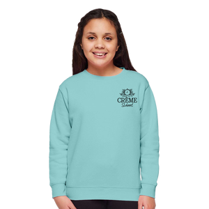 Creme Drawing Youth Fleece Crewneck - Morning Blue