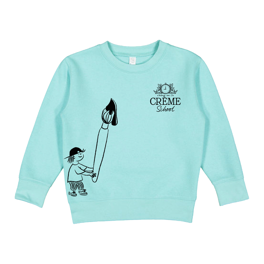 Creme Paint Toddler Crewneck - Morning Blue