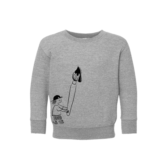 Creme Paint Toddler Crewneck - Heather Grey