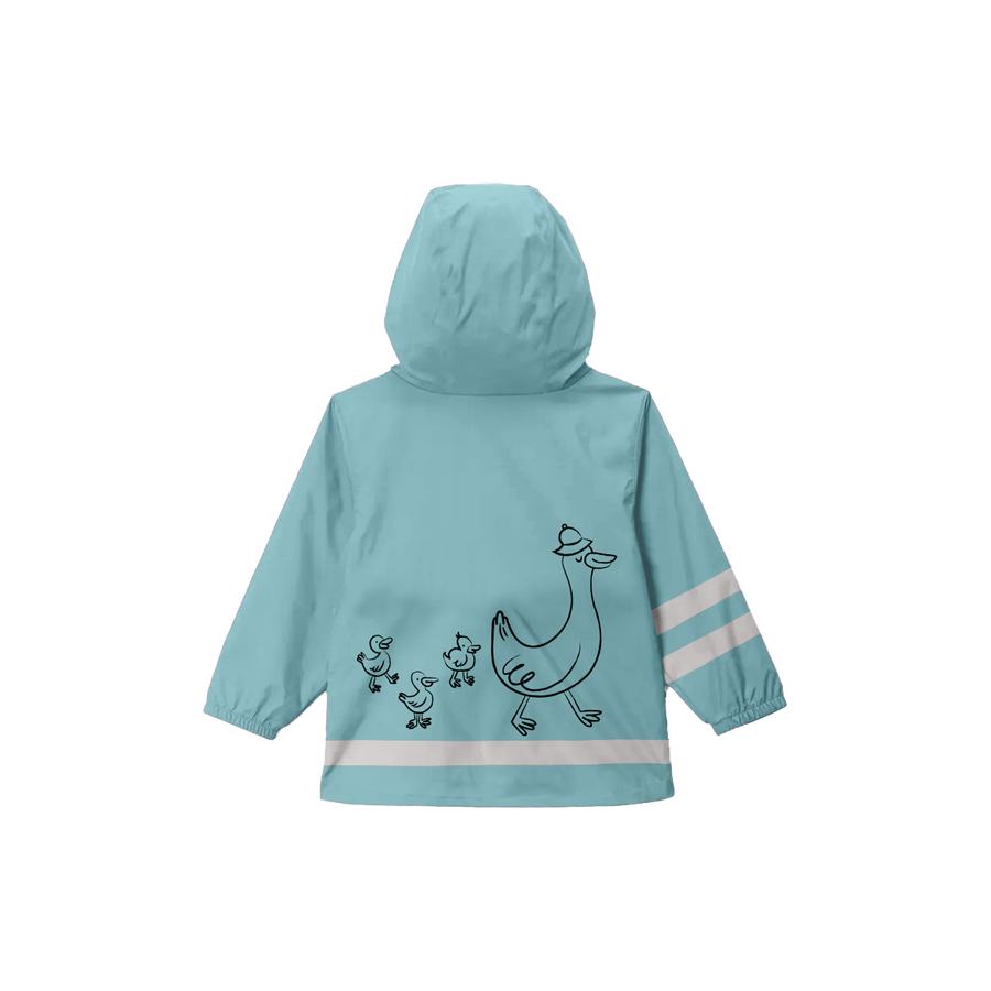 Creme Ducks Toddler Rain Jacket - Morning Blue