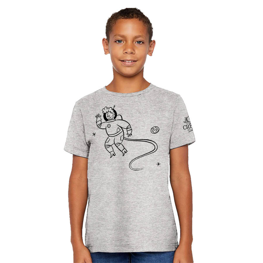 Creme Astronaut Youth Tee - Heather Grey