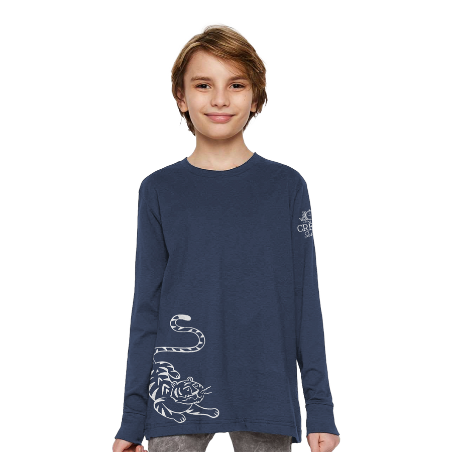 Creme Tiger Youth Long Sleeve Tee - Midnight Blue