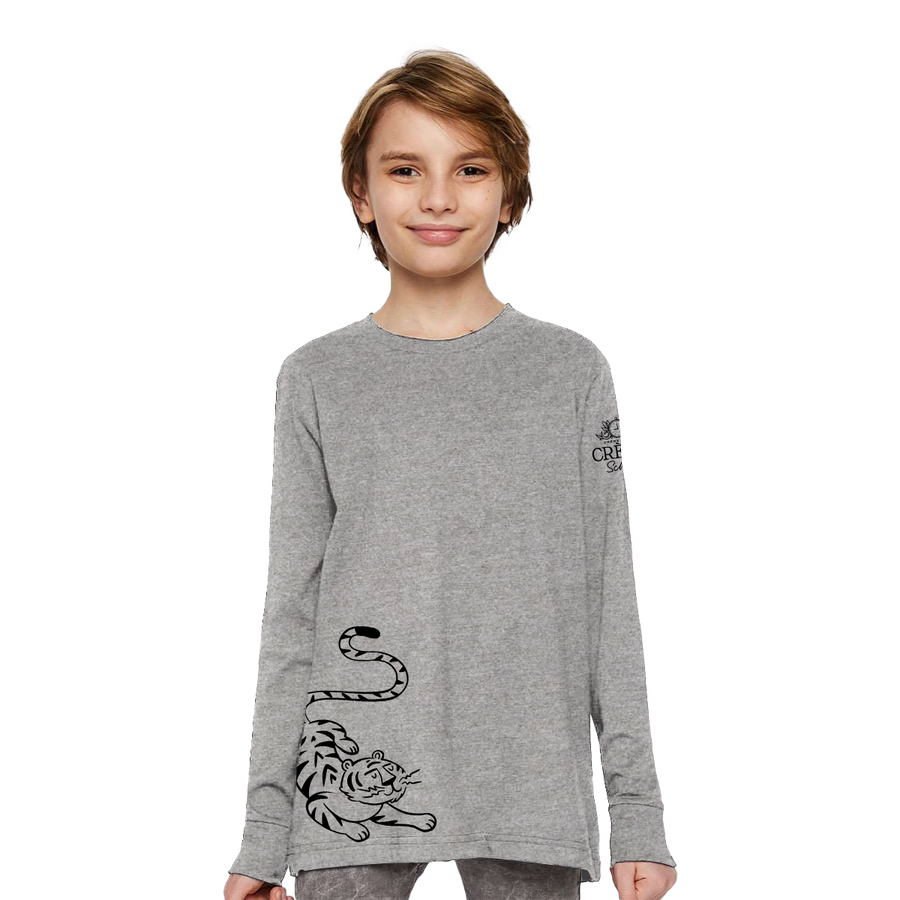 Creme Tiger Youth Long Sleeve Tee - Heather Grey